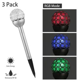 Solarek 3 Pcs Outdoor Solar Lights IP44 Waterproof Ball RGB Light Garden Decor Lamp Landscape Christmas (Color: Silver)